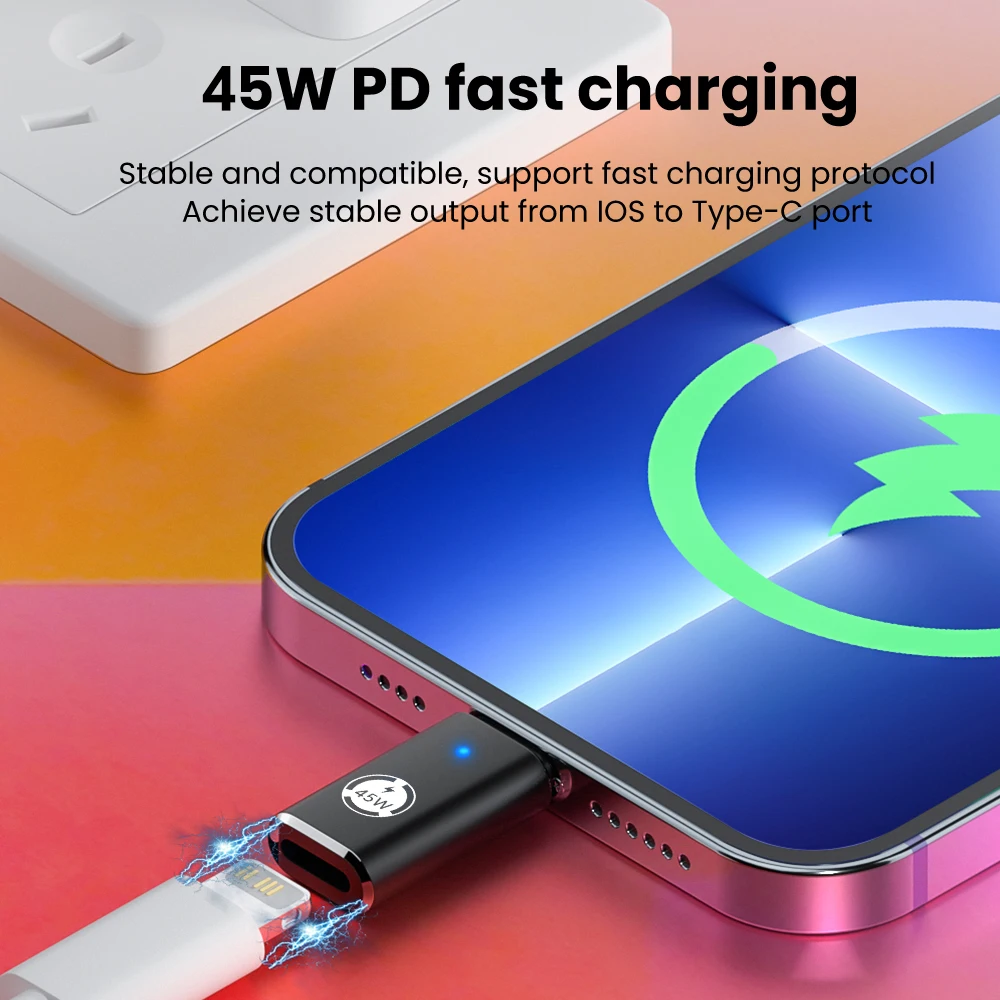 Adaptador Elough iOS a tipo C OTG USB C macho a Lightning hembra convertidor para iPhone 16 15 iPad PD 45W convertidor de carga rápida - imagen 3