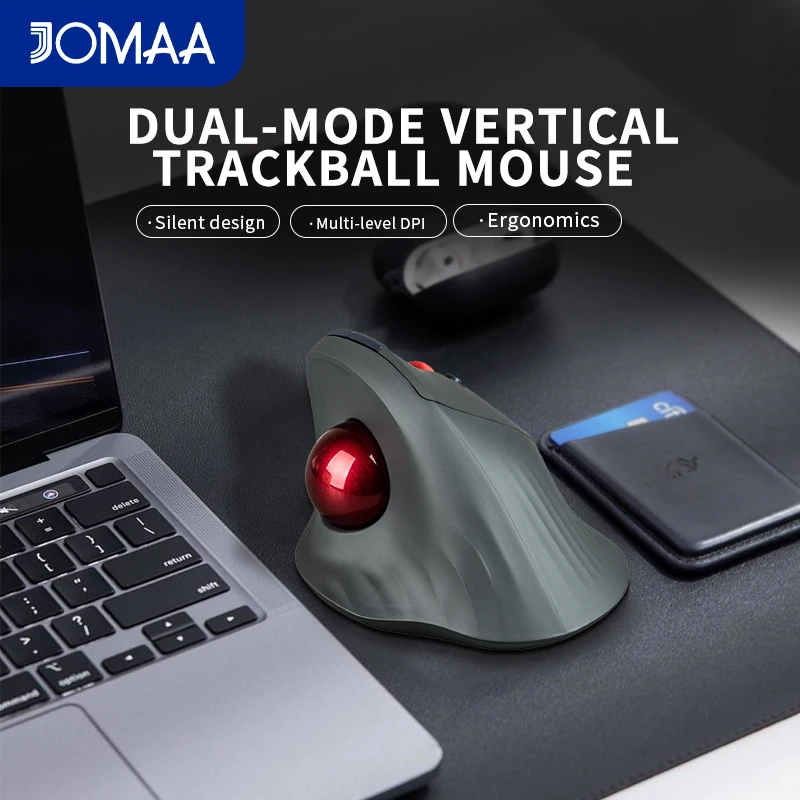 Ratón Trackball Vertical inalámbrico, ergonómico, Bluetooth 5,1, modos duales, 1600DPI, recargable, silencioso, Trackball para Win/iOS