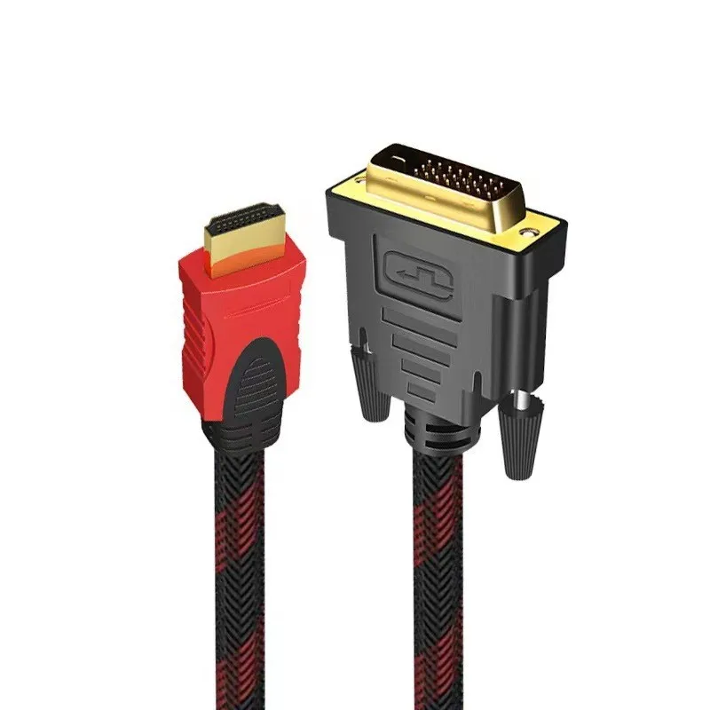 Cable HDMI de 1,5/3/5m compatible con DVI macho a Cable de vídeo macho de 24 + 1 pines para proyector de DVD HDTV DVI 1080P adaptador chapado en oro B6 - imagen 2