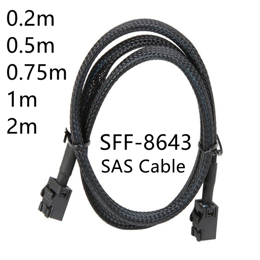 2m 0,5 m 1,5 m 0,2 m SFF-8643 Mini SAS HD servidor placa base Cable plano posterior SFF 8643 a 8643 MINI Cable SAS para disco duro de computadora