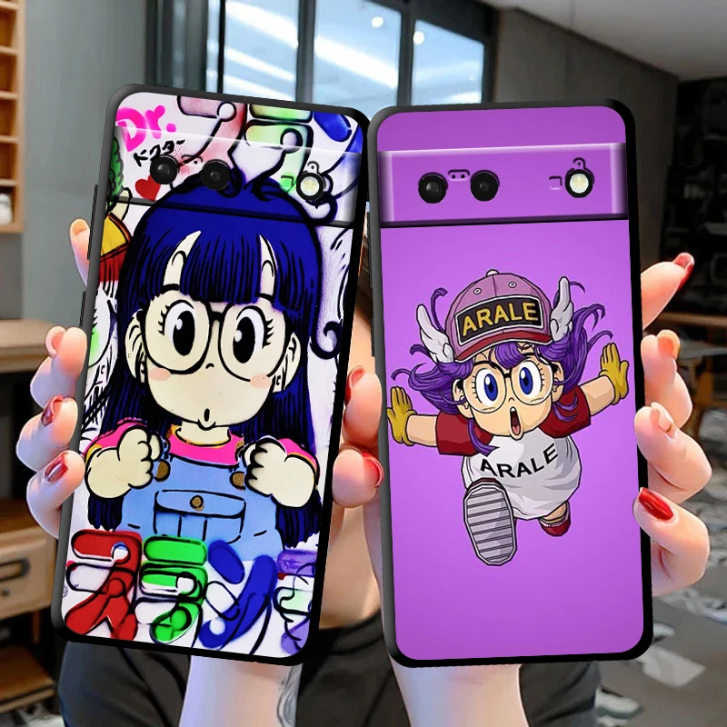 Funda de teléfono Anime Arale para Google Pixel 9 8 7 Pro 6 Pro 6A 5A 5 4 4A XL 5G funda suave negra - imagen 3