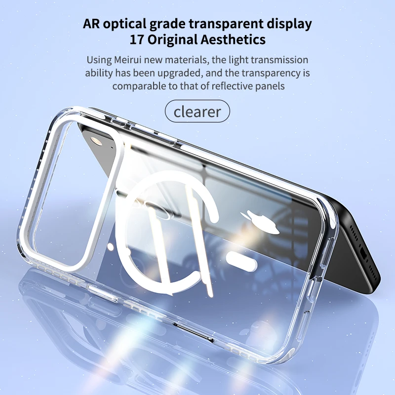 Funda transparente con carga inalámbrica magnética Magsafe para iPhone 17 Air 16 15 14 13 12 Pro Max, cubierta a prueba de golpes con borde suave a rayas de PE - imagen 4