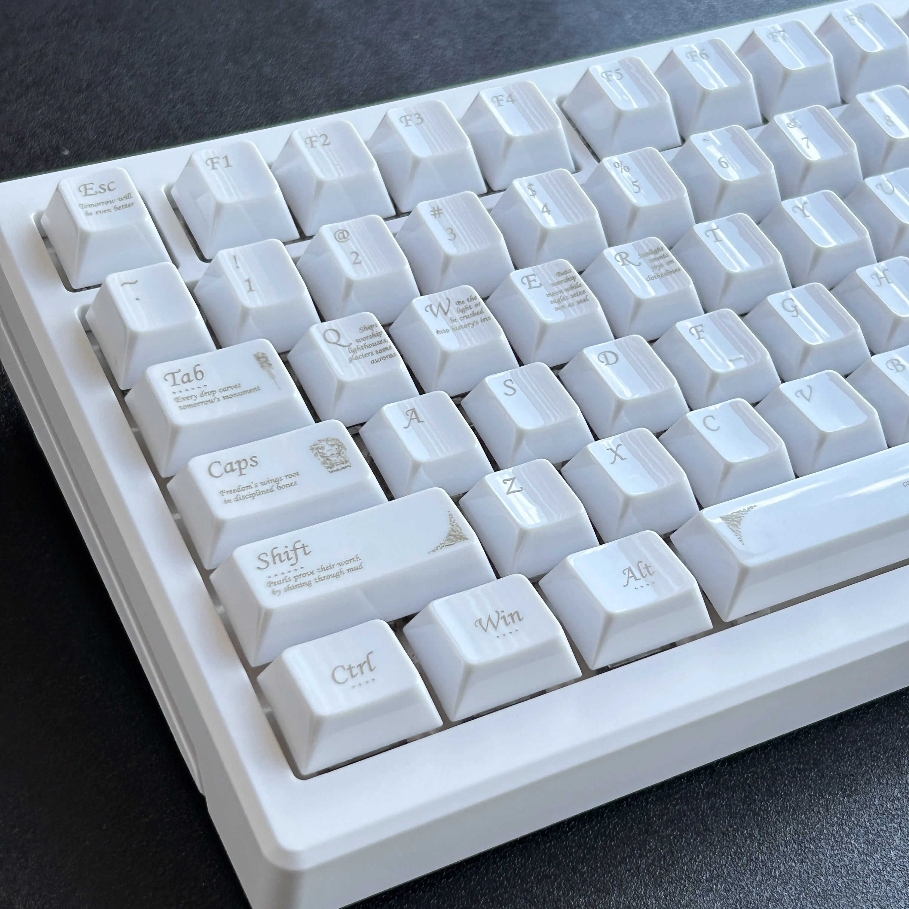 Teclas de cerámica de imitación de oro blanco, Material de PC, perfil de cereza, teclas personalizadas, teclas de teclado mecánico para jugar con esmaltado suave - imagen 2