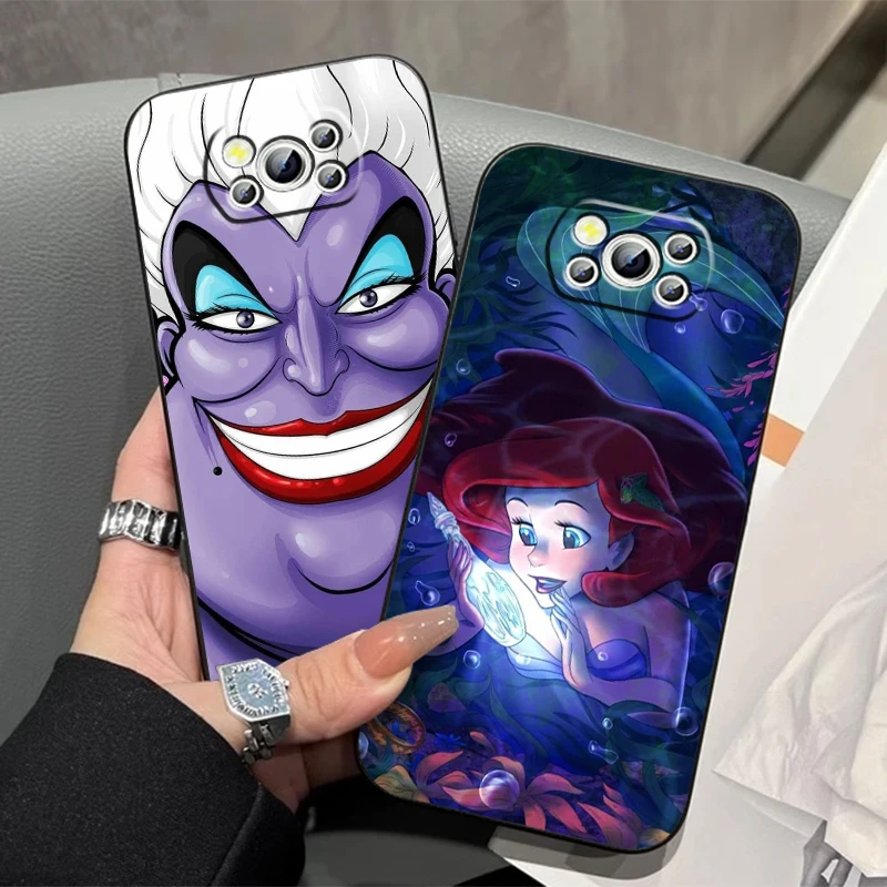 Disney-funda de móvil de la Sirenita Ariel, carcasa trasera negra para Xiaomi Mi Poco F5 F4 F3 X6 X5 X4 X3 M6 M5S M4 M3 C65 Pro GT NFC 5G - imagen 2