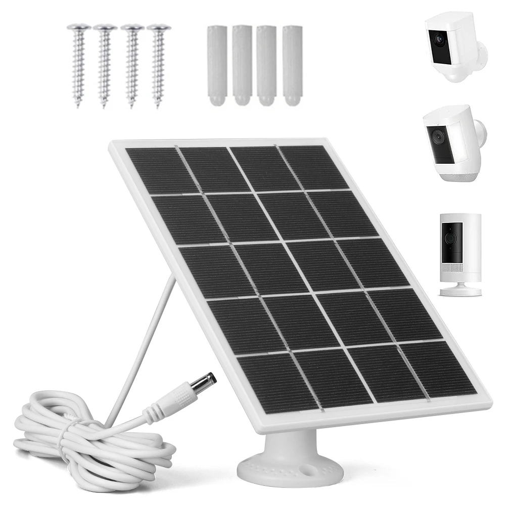 Cargador de Panel Solar de 10W, montaje de pared ajustable de 360 ° con Cable de carga de 9,8 pies CC 5,5mm para Ring Stick Up Cam y Spotlight Cam - imagen 4