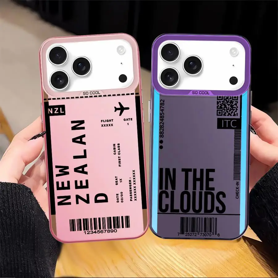 Funda trasera de teléfono para iPhone XS 16e 15 Plus 13 12 14 11 17Air XR 16 17 Pro Max pase de embarque creativo - imagen 3