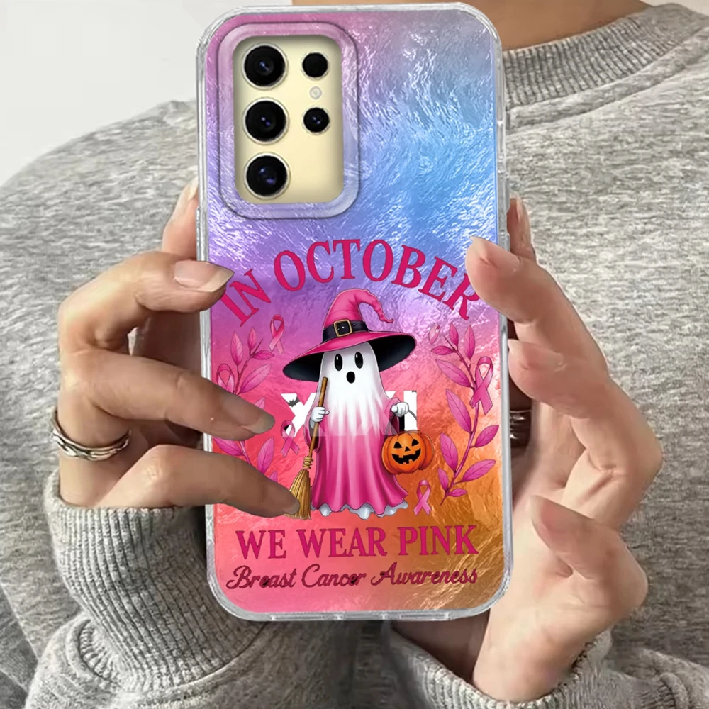 Para Samsung Galaxy S25 Edge S24 S23 S22 S21 S20 FE Plus Ultra Halloween calabaza espeluznante fantasma parachoques trasero a prueba de golpes funda de teléfono