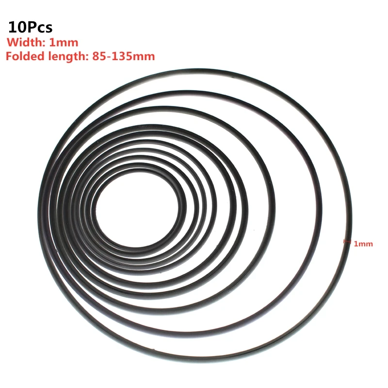 Correa de goma redonda de 1/1, 5mm, reemplazo duradero, 10 unidades por paquete, tamaño mixto, 80-130mm, correa de reparación para máquina grabadora de cinta de casete - imagen 3