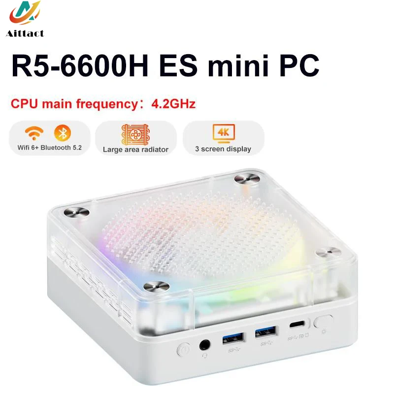 Aittact nuevo AMD Ryzen 5 7640HS ES /R5 6600H ES Light MINI PC Win 11 6 núcleos 12 hilos DDR5 M.2 SSD WIFI6 BT5.2 PC de juegos de escritorio - imagen 2