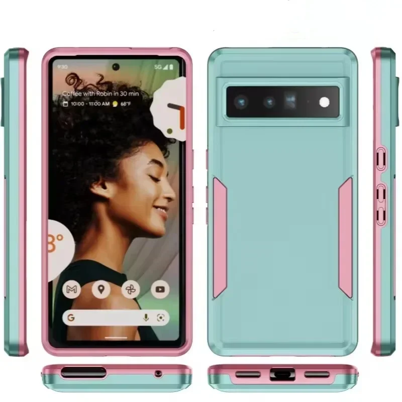 Funda híbrida resistente para Google Pixel 9 8 7 6 Pro 8A 7A 6A Otom, caja dura a prueba de golpes para PC, cubierta completa trasera