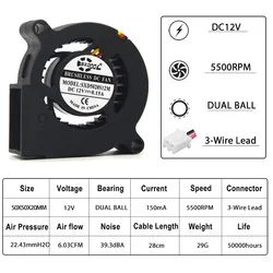 Ventilador doble bola para impresora 3D