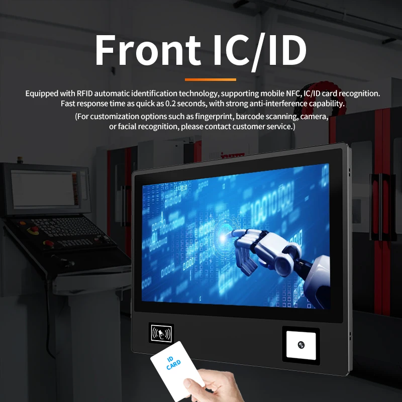 Panel de terminales de operador de línea MES de 15,6 pulgadas, PC con lector IC/ID/NFC, soporte de código QR/barra, línea de producción de Panel táctil integrado ESOP - imagen 2
