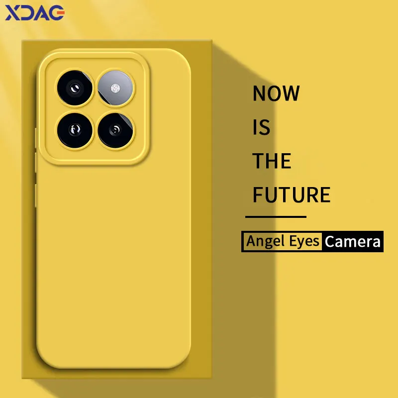 Funda de teléfono de silicona líquida cuadrada con ojos de Ángel de lujo para Xiaomi Mi 14 Pro Xiaomi14 14Pro 5G 360, funda trasera suave a prueba de golpes