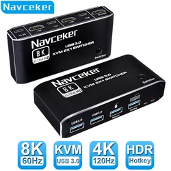 Conmutador KVM Navceker HDMI 4K 120Hz – USB para 2 PCs