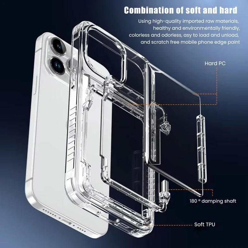 Funda de teléfono transparente de PC duro de lujo para iPhone 16, 15, 14, 13, 12, 11 Pro Max, 15 Plus, soporte de inserción de tarjeta de billetera, cubierta trasera a prueba de golpes - imagen 3