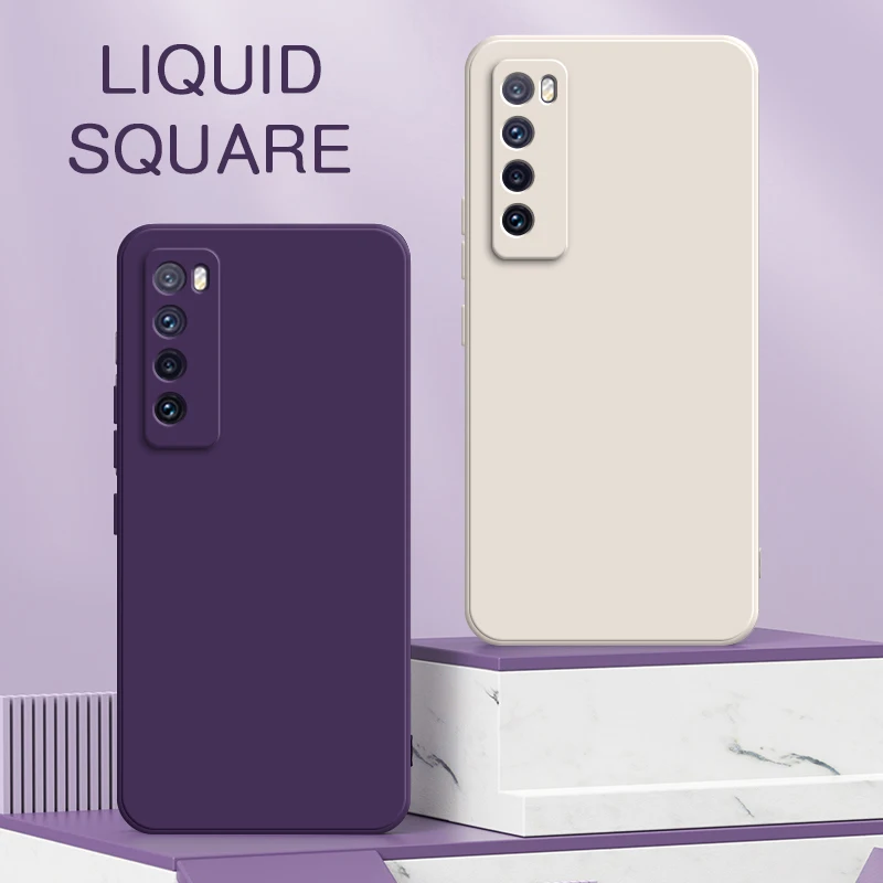 Funda de teléfono líquida cuadrada Original para Huawei Nova 6 7 7i Pro SE Youth 5G, funda de silicona suave 360 a prueba de golpes, carcasa Nova6 Nova7 - imagen 2