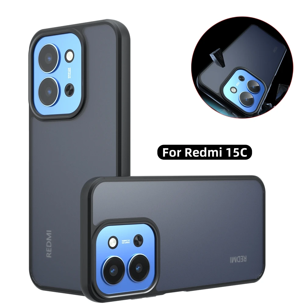 Para Redmi 15C Funda esmerilada Redmi 15C Funda Coque mate transparente PC a prueba de golpes Funda trasera transparente para teléfono Redmi 15C - imagen 2