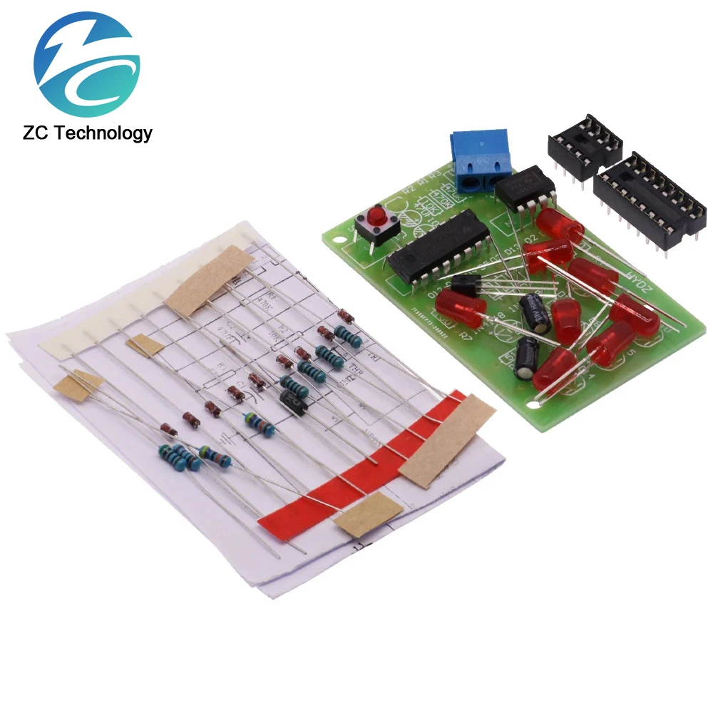 Dados electrónicos NE555 módulo LED CD4017 DIY Kit 5mm LED rojo 4,5-5V piezas de dados LED Fun Breadboard Diy electrónico - imagen 2