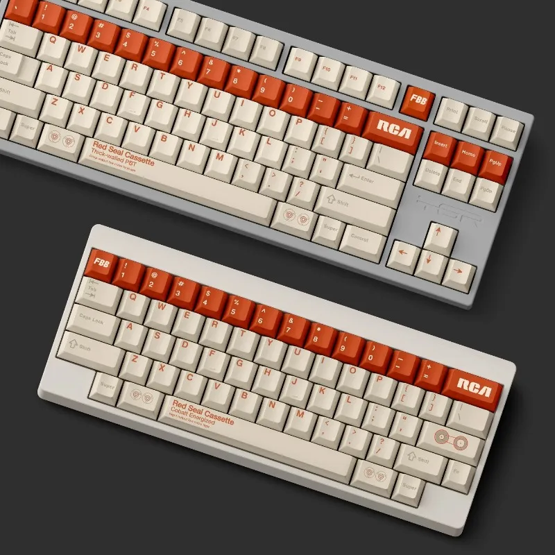 Teclas con tema de sello rojo FBB, tapa de teclado para juegos personalizada con perfil de cereza PBT, Retro, 145 teclas, regalos geniales