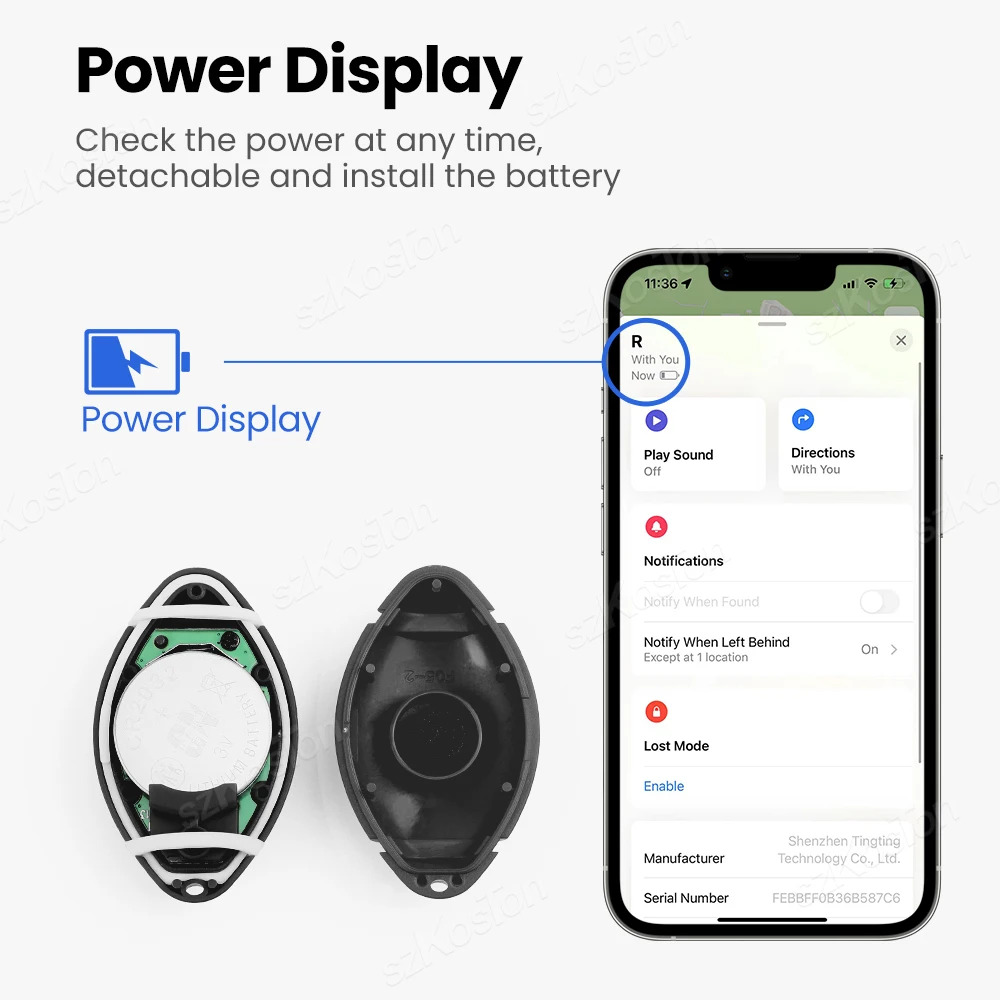 Localizador de alarma antipérdida Global, rastreador Mini GPS, Compatible con iOS Find My App, buscador de llaves, etiqueta inteligente para mascotas y coche para iPhone iTag - imagen 4