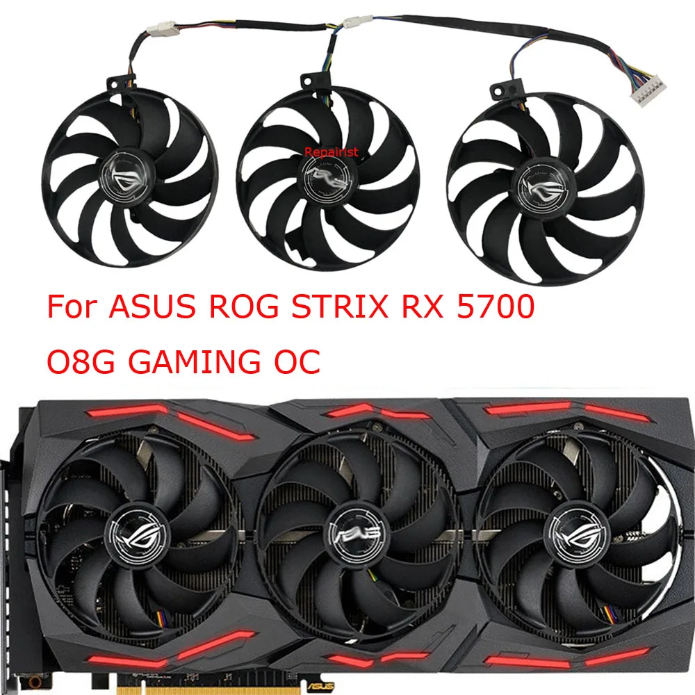 3Pcs/Set ,T129215SU,PLD09210S12H,FDC10H12S9-C,GPU Enfriador de ventilador,Ventilador de tarjeta gráfica,Para ASUS ROG STRIX RTX 2080 Ti GAMING,Para ASUS ROG-STRIX-RTX2080S-O8G-GAMING,Para ASUS ROG STRIX RX 5700 OC 8G - imagen 2