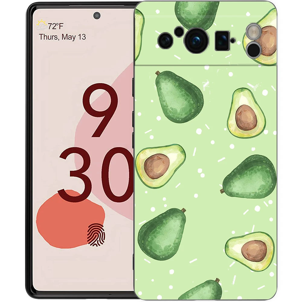 Funda de teléfono con diseño de flores y zumo de frutas para Google Pixel 10 9 8 7 6 Pro XL 9A 8A 6A 7A 5G, funda negra de TPU suave a prueba de golpes - imagen 3