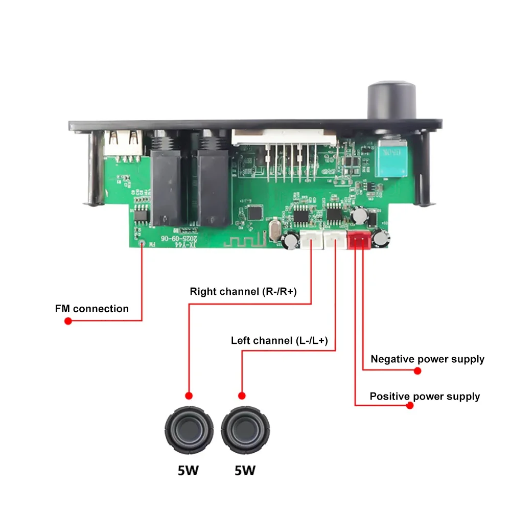 Placa decodificadora de MP3 amplificador de 10W con micrófono Dual de 6,5mm conector de micrófono de 3,5mm reproductor de Audio Bluetooth reproductor de MP3 módulo de Radio FM para coche TF/USB - imagen 5