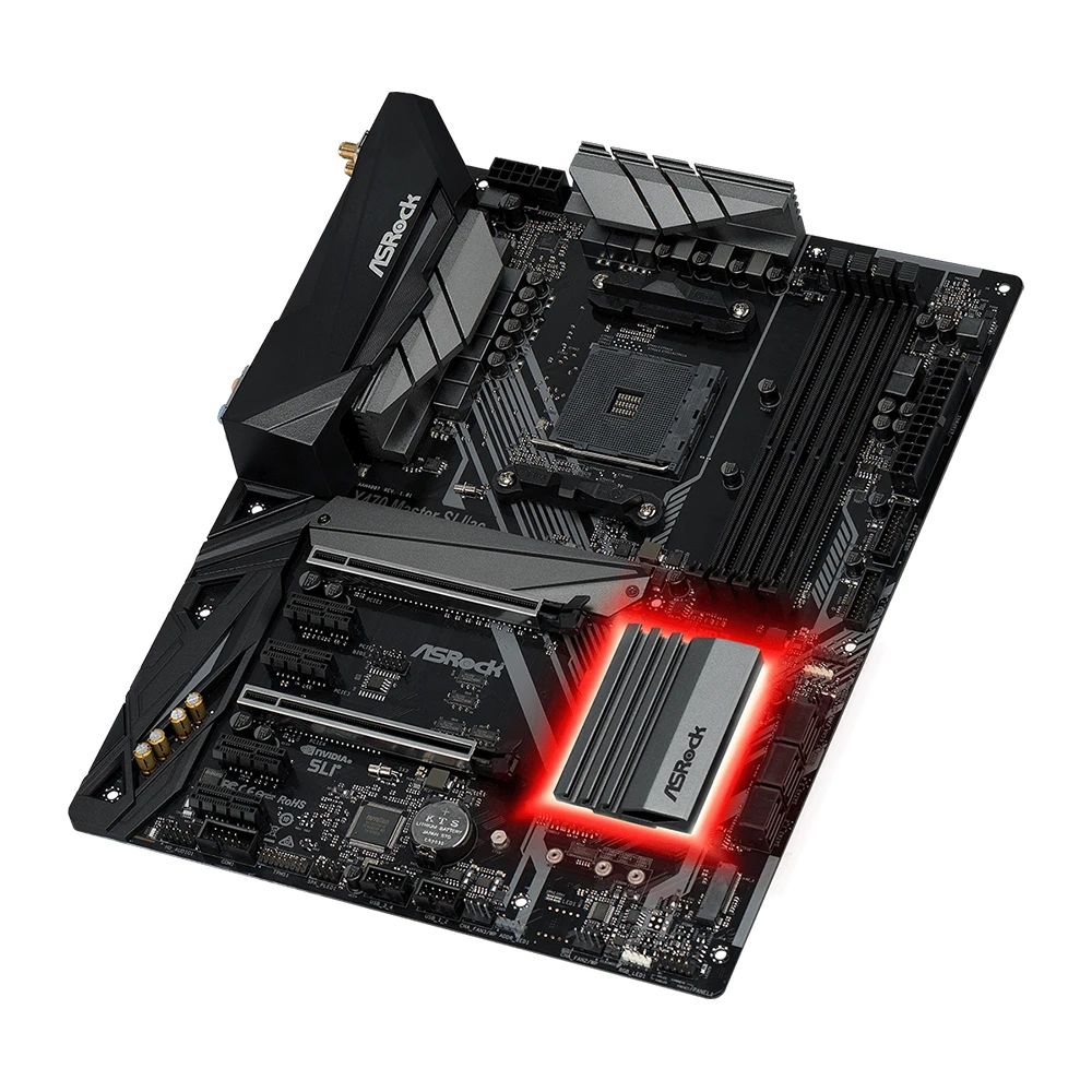 Placa base ASRock X470 MASTER SLI/AC compatible con 1600 2700X 1700X 5600X 5700X3D 5800X3D 5800X CPU 4xDDR4 M.2 AMD X470 ATX - imagen 3