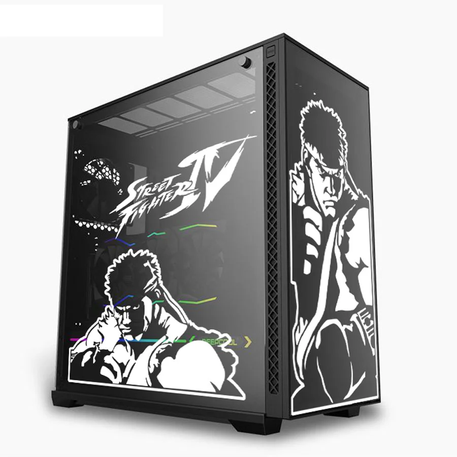 Ryu pegatinas de vinilo para carcasa de PC, calcomanías de decoración de personajes de juego para chasis de ordenador, calcomanía impermeable hueca, Atx Gaming - imagen 4