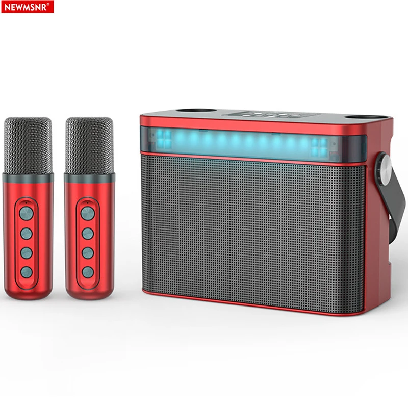 Potente Altavoz Bluetooth con 2 micrófonos sonido envolvente bajo luces RGB Subwoofer portátil máquina de Karaoke familiar regalos de navidad - imagen 2