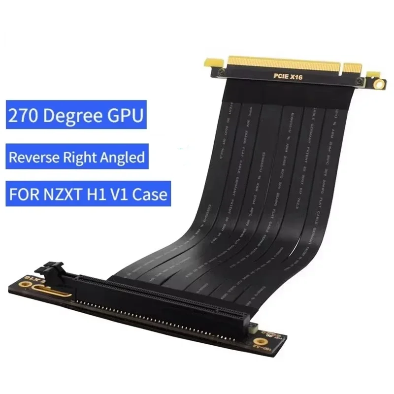 Cable elevador PCIE 3,0 X16, Cable de extensión de ángulo recto de 270 grados, adaptador blindado elevador de tarjeta de expansión GPU PCI Express 16x a 16x - imagen 3