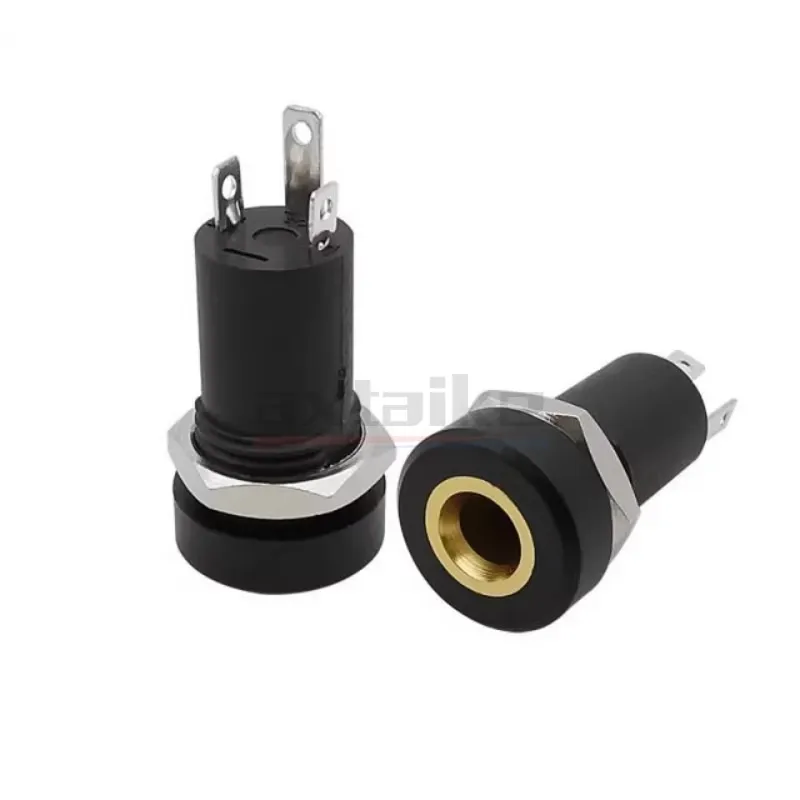 Enchufe de Audio de 3 polos, 10 piezas, 3 pines, 4 pines, 3,5 MM, montaje en Panel de soldadura estéreo negro, dorado con tuercas PJ392A, reproductor MP3 y MP4 - imagen 2