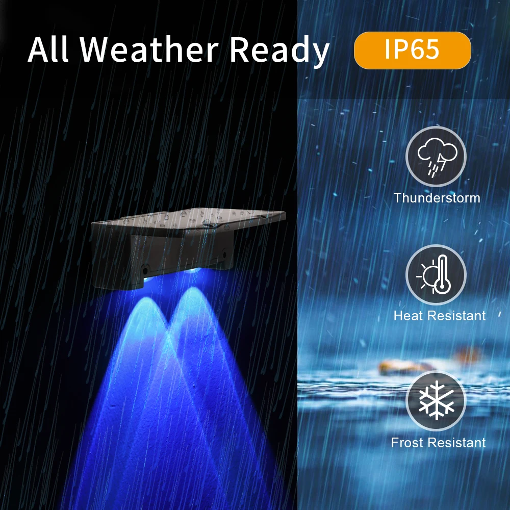 Lámpara Solar de pared RGB, lámparas de decoración, luz de valla para Patio, jardín, camino, exterior, IP65, resistente al agua - imagen 5