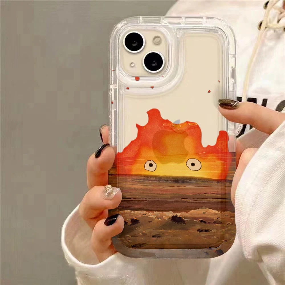 Funda de teléfono para iPhone 16 15 14 13 12 11 Pro Max 7 8 Plus X XR XSMax encantadora llama M-Moving Airbag anticaída contraportada transparente - imagen 4