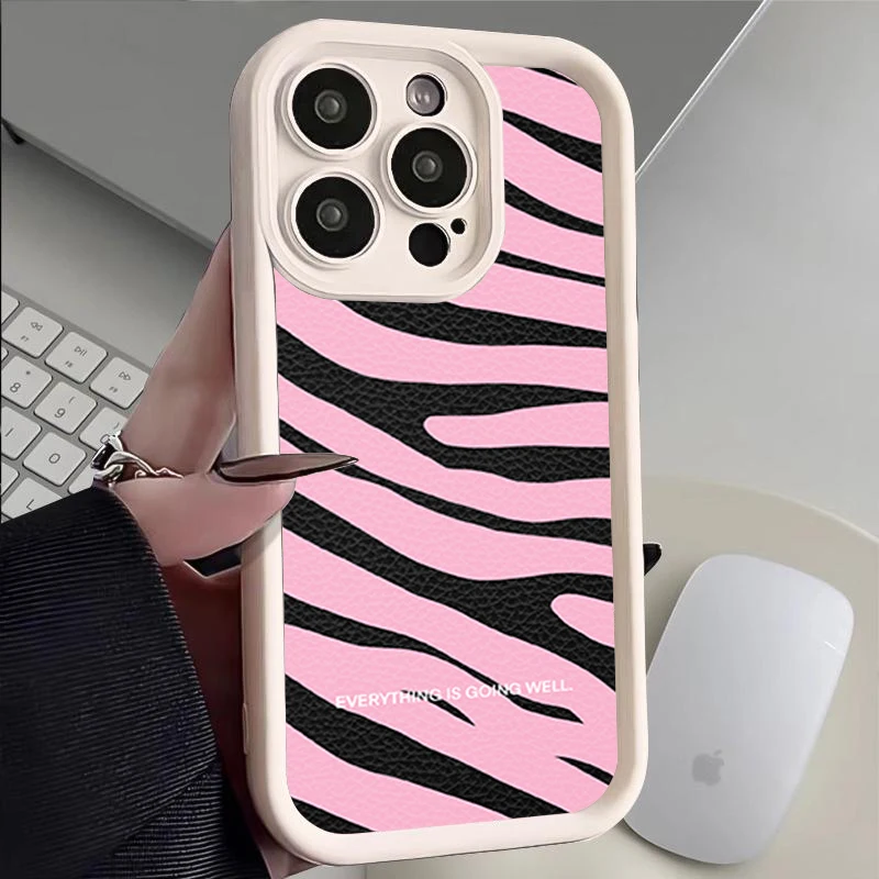 Funda para iPhone 11 12 13 14 15 16PRO MAX PLUS ins todo estará bien Cobertura completa de lentes Prevención de caídas Funda de teléfono de tpu