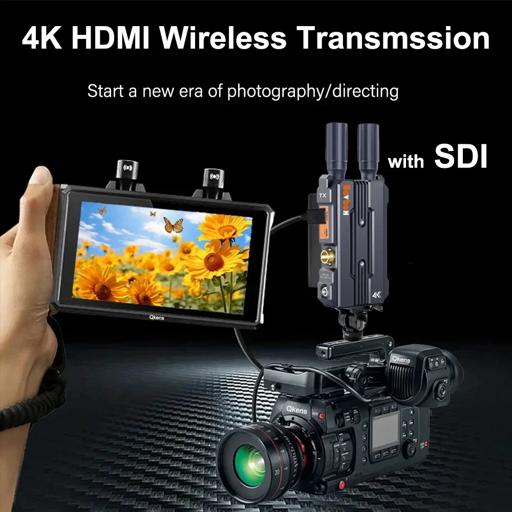 Receptor y transmisor HDMI inalámbrico 4K de 200m, extensor SDI inalámbrico 1080p60, adaptador de pantalla de vídeo de 1 a 4, compatible con batería de cámara 5G - imagen 3