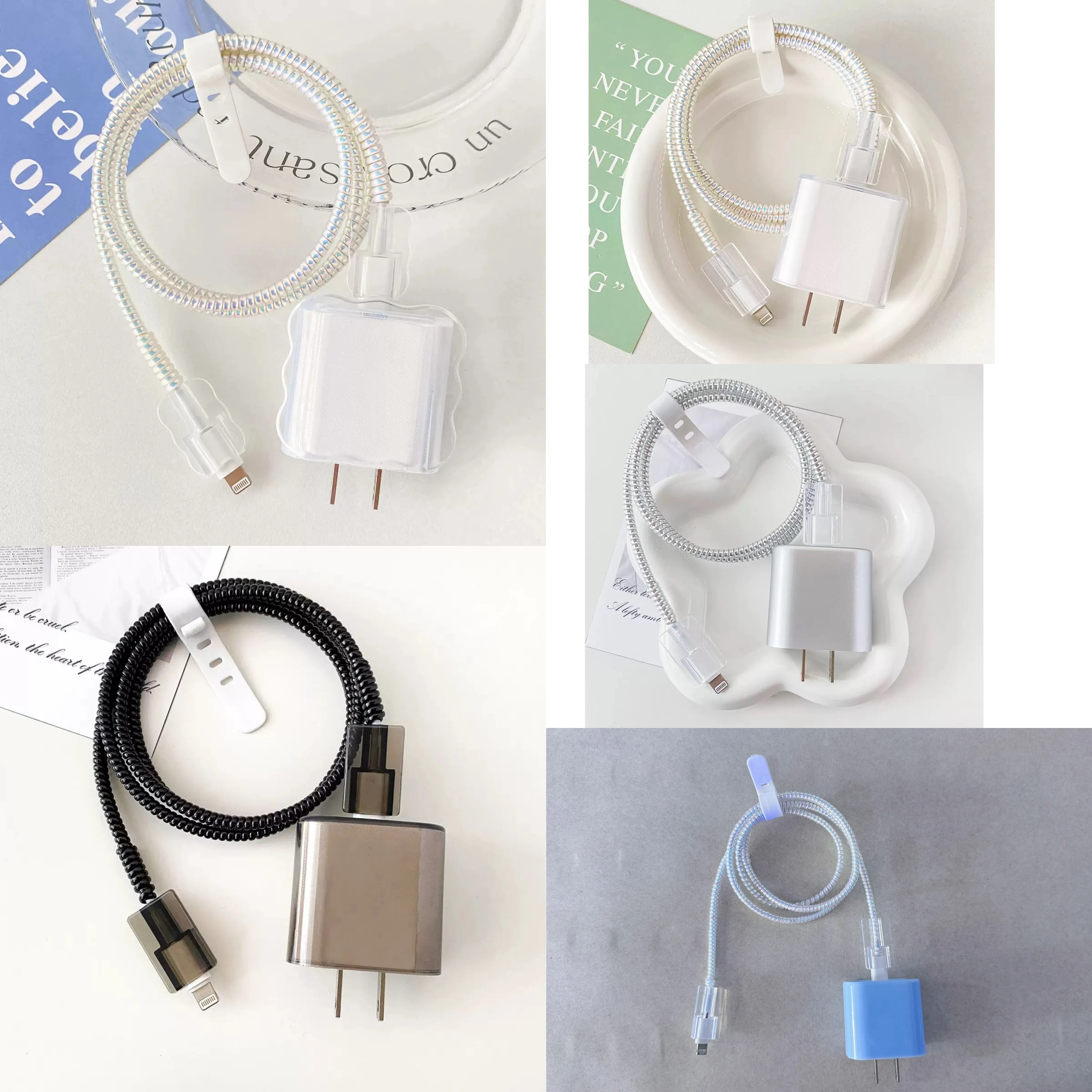 Étui de chargeur Transparent mignon pour IPhone 11 12 13 14 15 18W/20W, housse de Protection de Charge, manchon de chargeur, accessoires