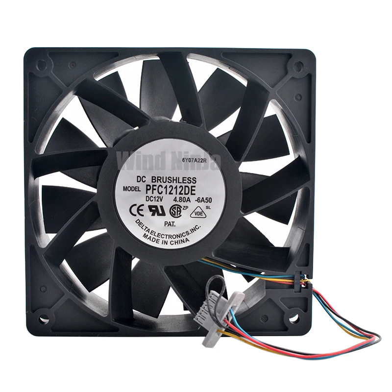 Ventilador de refrigeración de alta velocidad para superordenador, ventilador de 12cm, 120mm, 120x120x38mm, DC12V, 4.80A, 5500rpm, rodamiento de bolas Dual - imagen 3