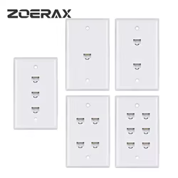 ZoeRax placa de pared Ethernet Cat 6, placa de pared Ethernet hembra-hembra extraíble Compatible con dispositivos Ethernet Cat6/5/5e
