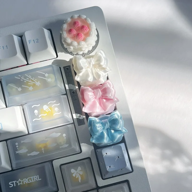 Teclas con lazo de seda personalizadas hechas a mano, tapas de teclado con perfil de cereza con impresión 3D para accesorios de teclado mecánico para juegos - imagen 3