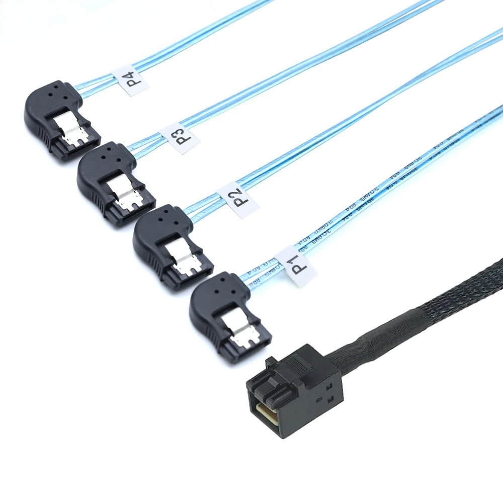 Mini SAS SFF-8643 a 4 SATA 7P Cable de servidor de giro izquierdo Ength opcional 0,5 M 1 M - imagen 3