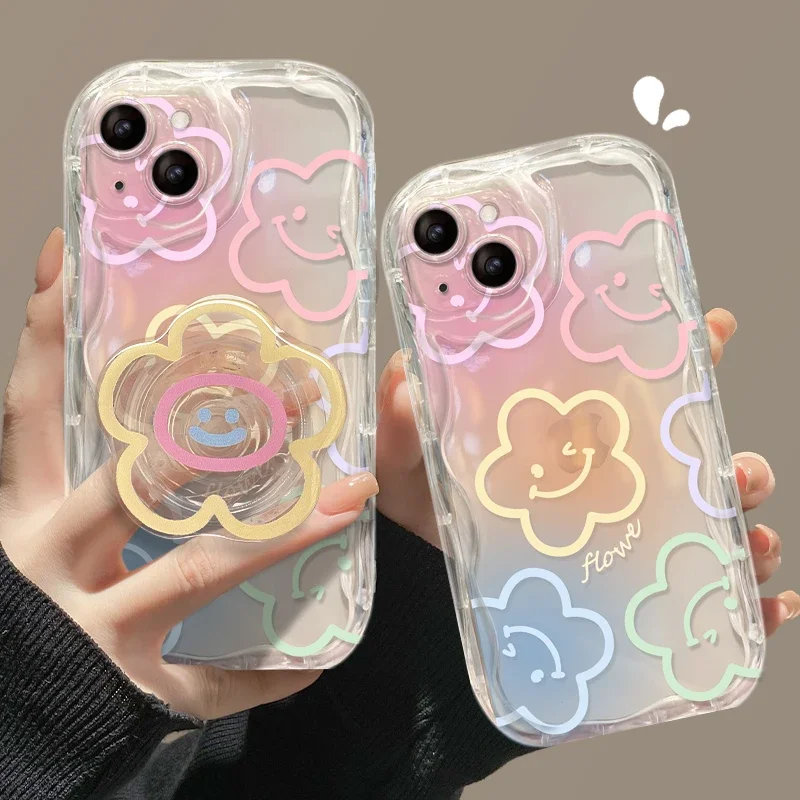Funda de teléfono con pulsera y soporte de flor con sonrisa coreana para Samsung Galaxy S25 Ultra 5G S20 S21 S24 FE S22 S23 S24 Plus Ultra - imagen 5