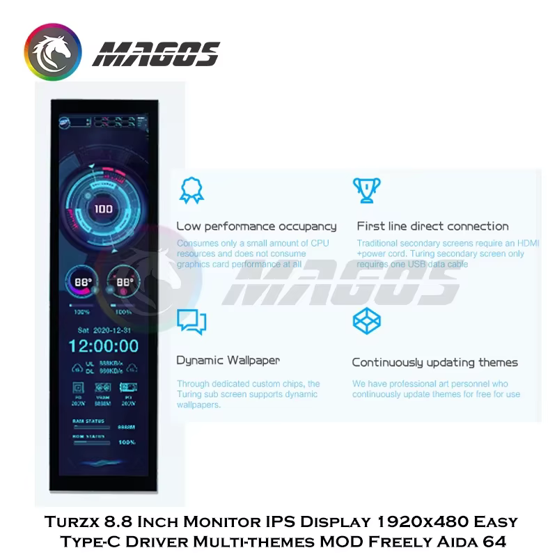 Turzx Monitor 8,8 pulgadas IPS 1920x480 con USB-C - imagen 4