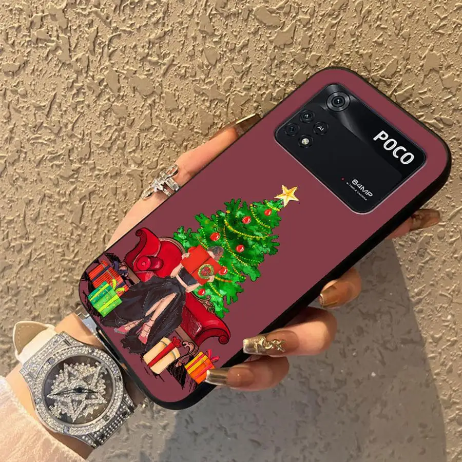 Funda de Feliz Navidad para Xiaomi Poco C50 M5 M3 M4 M7 Pro C61 X3 X4 X5 X7 Pro C75 C71 F1 F3 C40 funda de teléfono suave negra - imagen 5