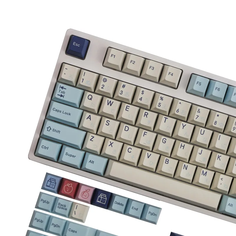 Teclas de leche afrutada de 140 teclas, perfil de cereza, sublimación de tinte, teclas PBT para teclado MX doble B ISO, entrada 2.25u 2.75u, espacio dividido - imagen 2