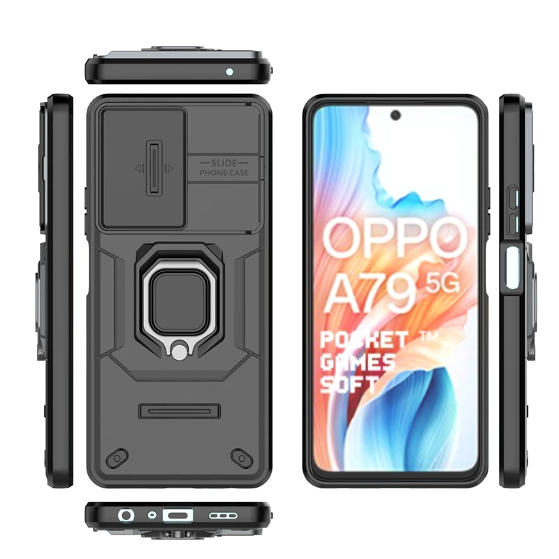 Funda protectora para OPPO A79 5G, soporte de anillo para teléfono, parachoques trasero A prueba de golpes, lente de cámara - imagen 4