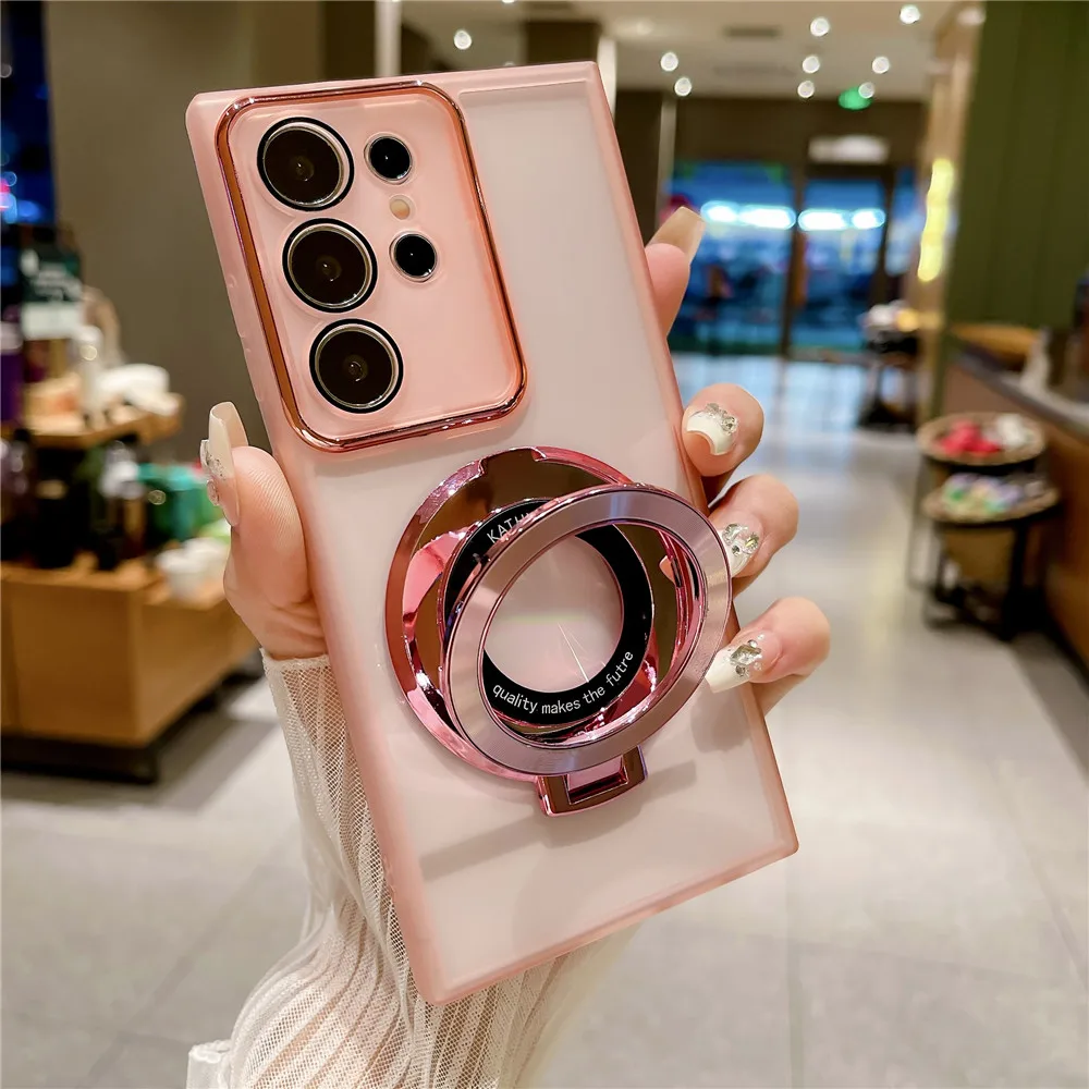 Funda con soporte chapado de lujo para Samsung Galaxy, cubierta transparente suave, S24, S23, S22 Plus, Ultra, S23FE, S21FE, S20FE, M13, M33, M14, M54 - imagen 2