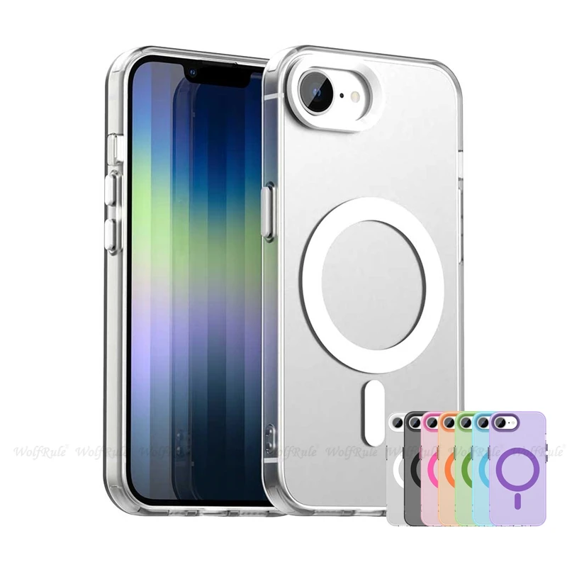 Para iPhone 16E funda iPhone 16E Capas nuevo Color a prueba de golpes carga inalámbrica magnético mate Fundas iPhone 16E iPhone16e - imagen 2