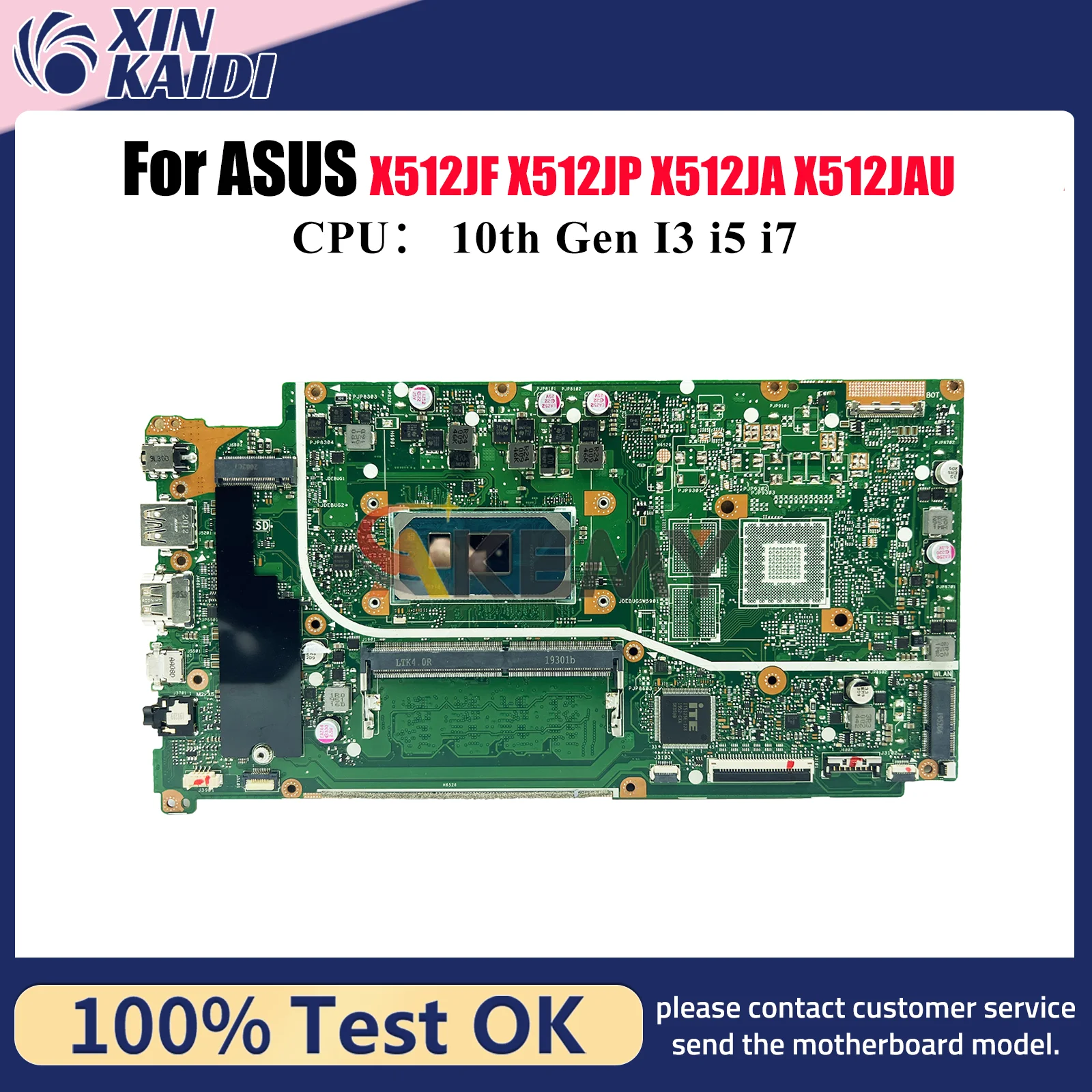 Placa base para ordenador portátil X512JA para ASUS X512JAW X512J X512JF X512JAU S512J X512JP A512J K512J V5000J con placa base de 10. a generación I3 i5 i7