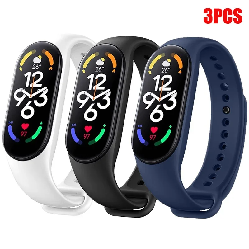 Correa de reloj de silicona oficial para Mi Band 7, 6, 4, 5, 3, accesorios deportivos de repuesto para reloj inteligente, 1-3 uds. - imagen 2
